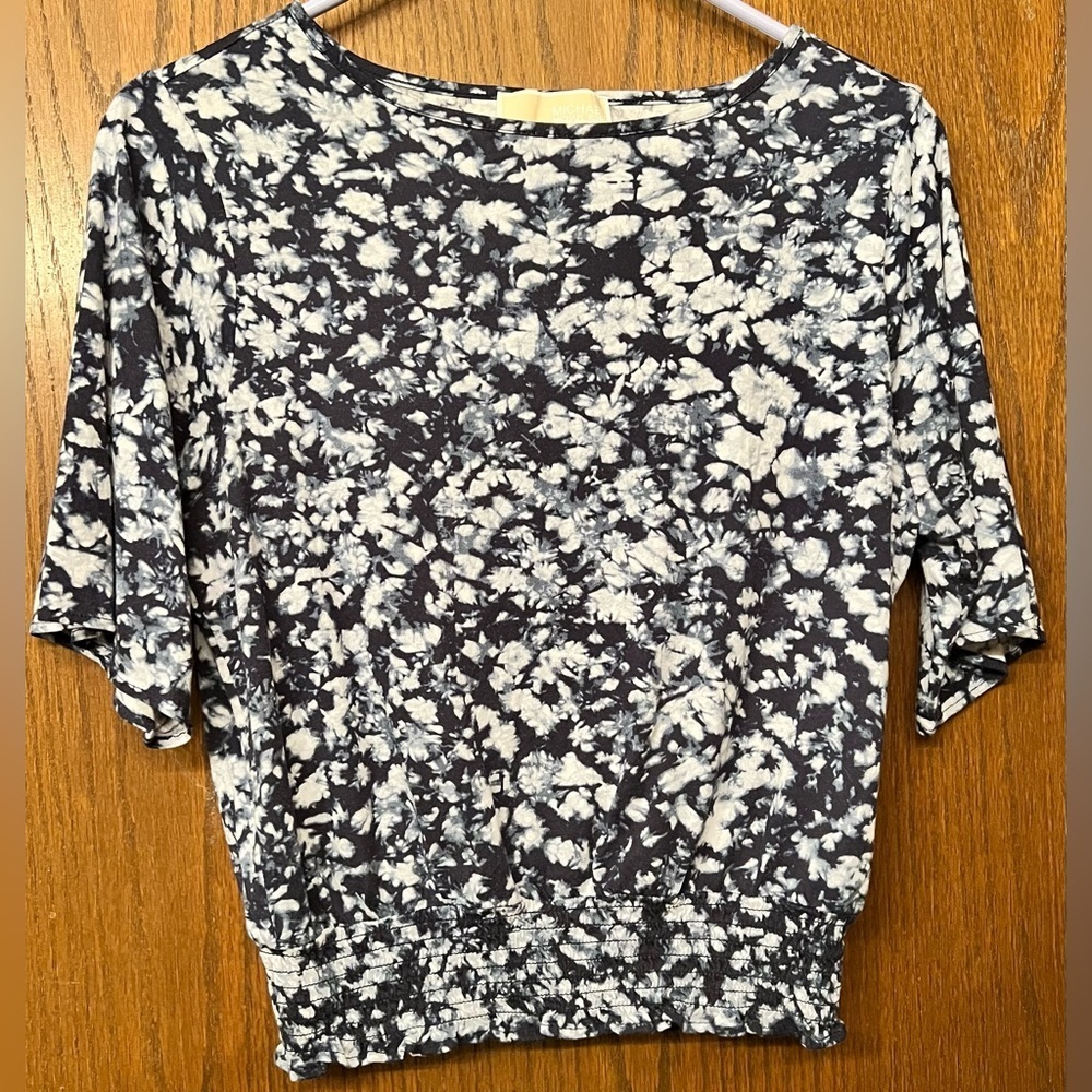 Michael Kors Blue Tie Dye Print Women's PS Top, Elastic Waist -GUC - Picture 1 of 8